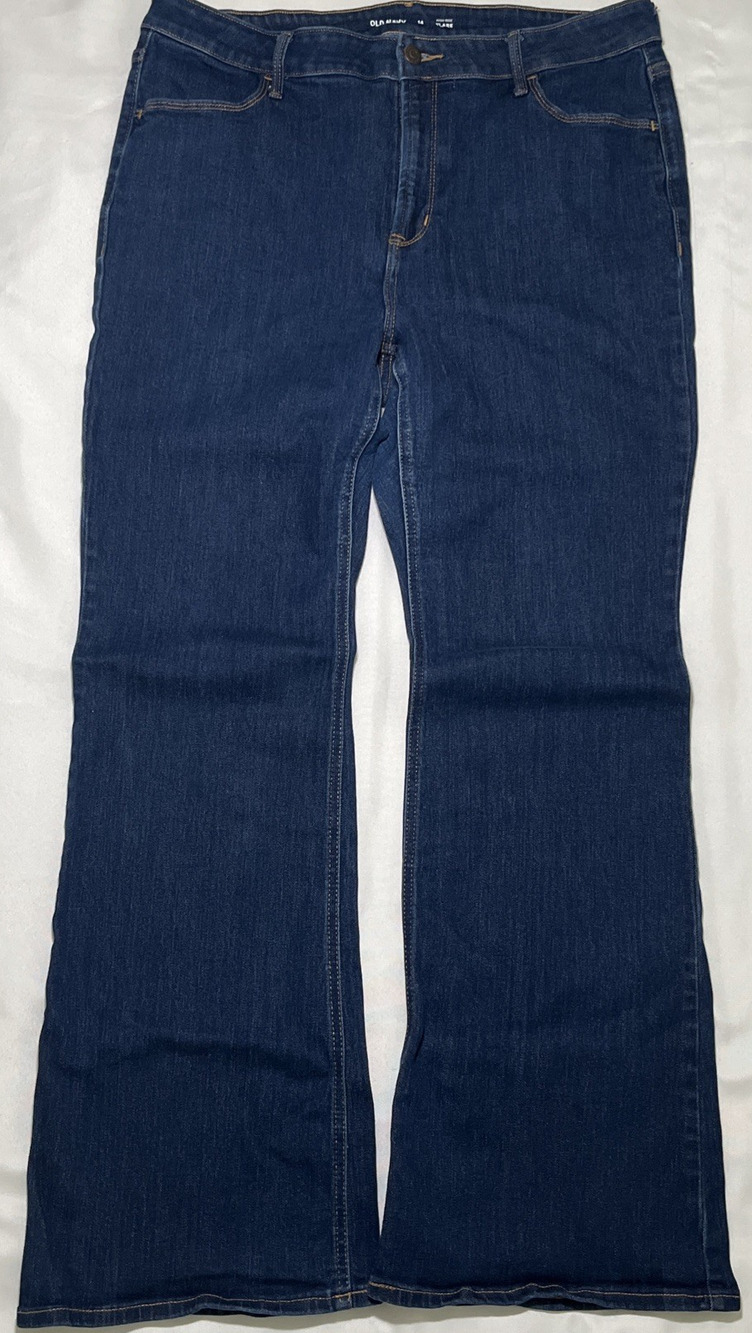 Old Navy High Rise Flare Jeans Women Sz 14 Stretch Denim Dark Wash Pants Western